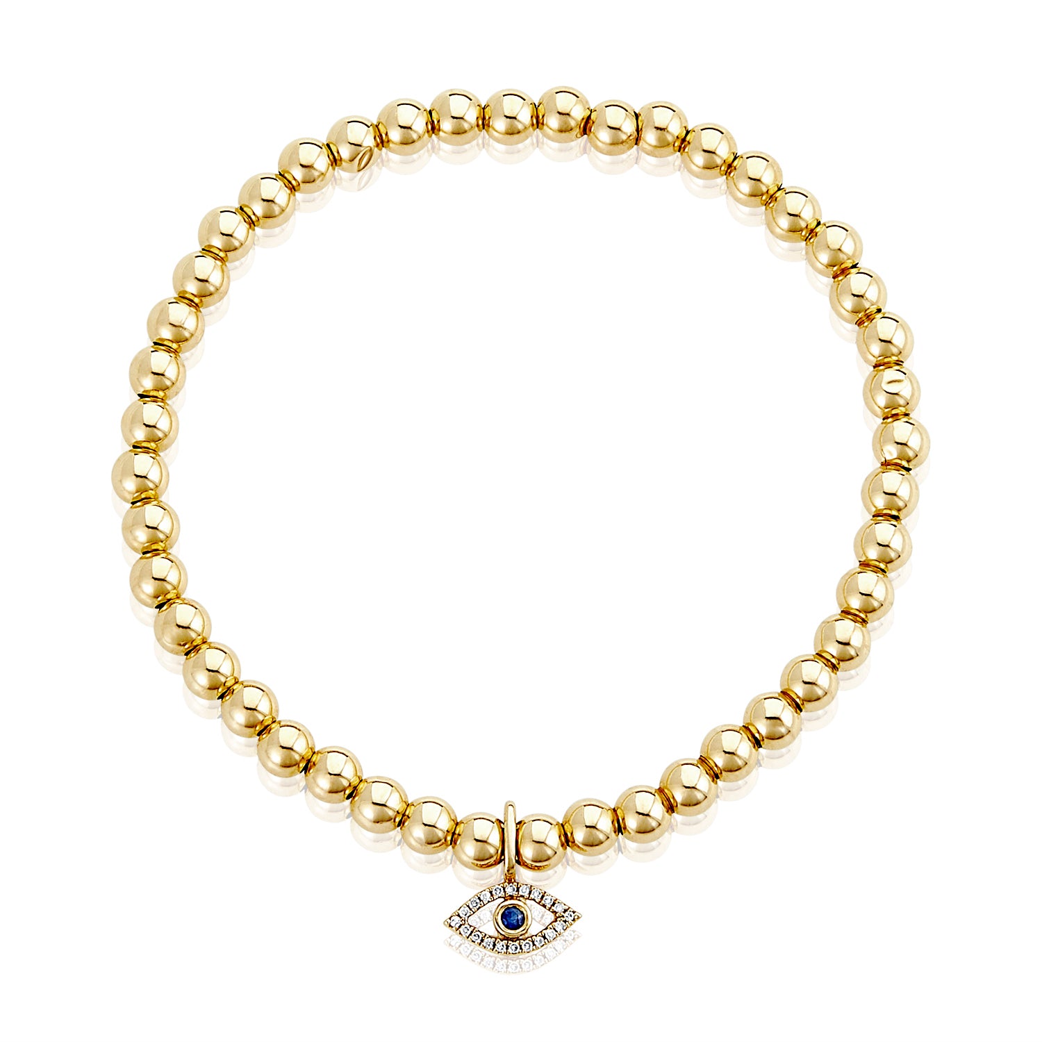 Gold Bracelet (1.44 gm), 14 KT Plain Yellow Gold Jewellery - Petite Evil Eye Gold Bracelet for Women. Length 7.25 inch.