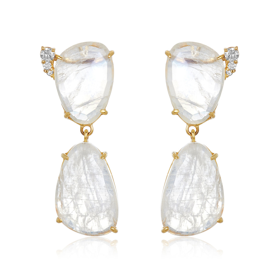 Rosecut Moonstone Goddess Earrings