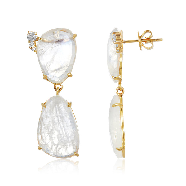 Rosecut Moonstone Goddess Earrings