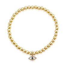 Load image into Gallery viewer, Evil Eye 14K Gold Bead Stack Bracelet
