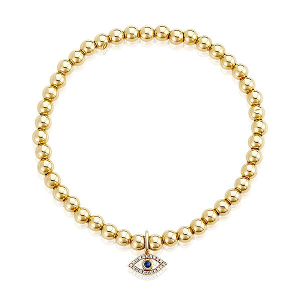 Evil Eye 14K Gold Bead Stack Bracelet