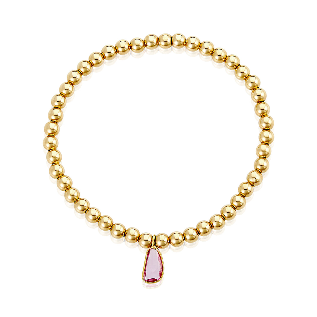 Pink Sapphire 14k solid gold stackable bracelet