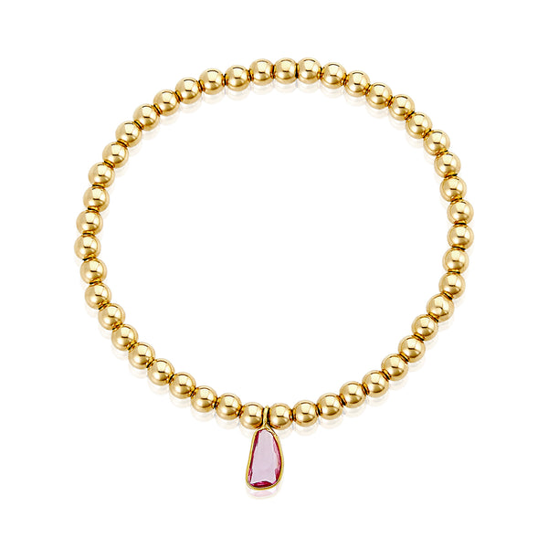 Pink Sapphire 14k solid gold stackable bracelet