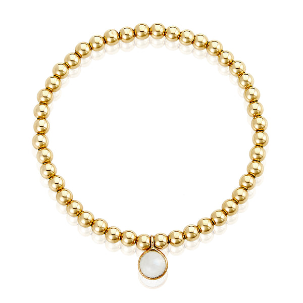 Rainbow moonstone 14k solid gold stackable bracelet