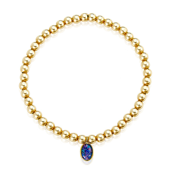 Black Opal 14k gold stackable bracelet