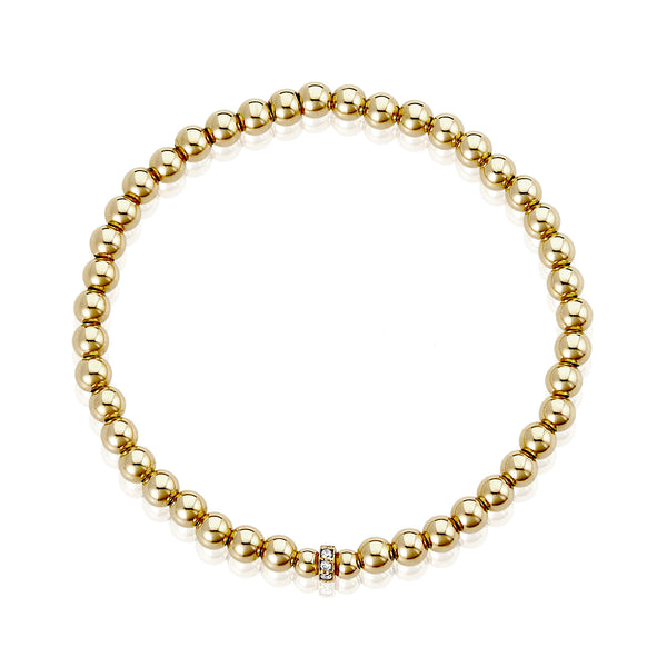 Diamond Rondelle 14k solid gold stackable bracelet