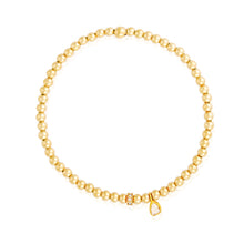 Load image into Gallery viewer, 14k gold stackable bracelet with 18k gold diamond rondel and rose cut diamond charm
