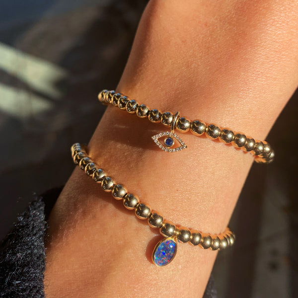 Evil Eye 14K Gold Bead Stack Bracelet